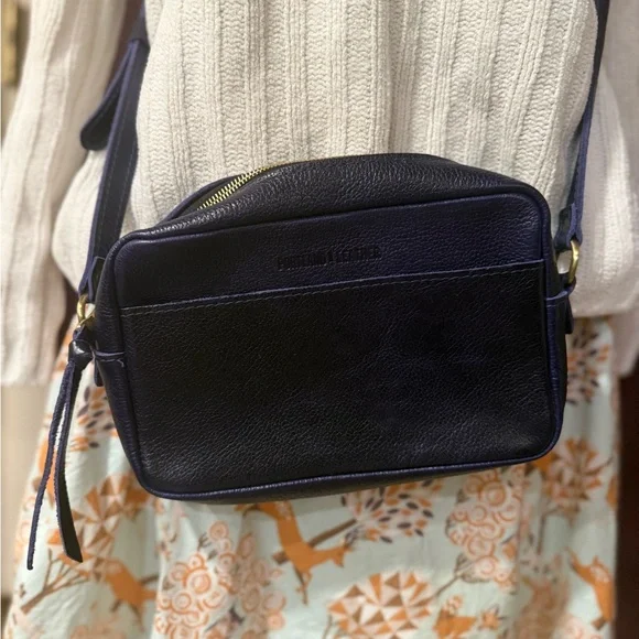 Portable leather royal blue crossbody purse. Never used. - Picture 1 of 7